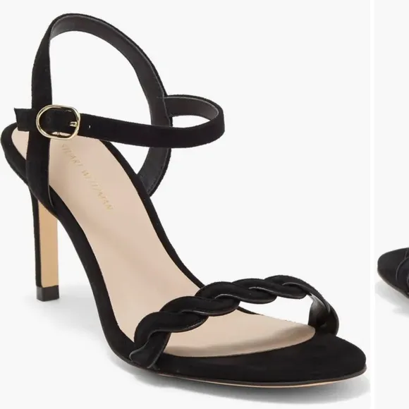 New STUART WEITZMAN Women's Size 11 Black Twistie Stiletto 75 Sandals Heels