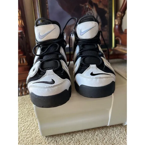 Nike Air More Uptempo 96 White Black Athletic Basketball Shoes  Men's Size 9