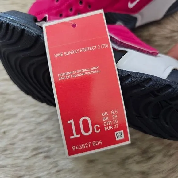 Nike Sunray Protect 2 Toddler Girls Sandals in Pink Size 10 NEW
