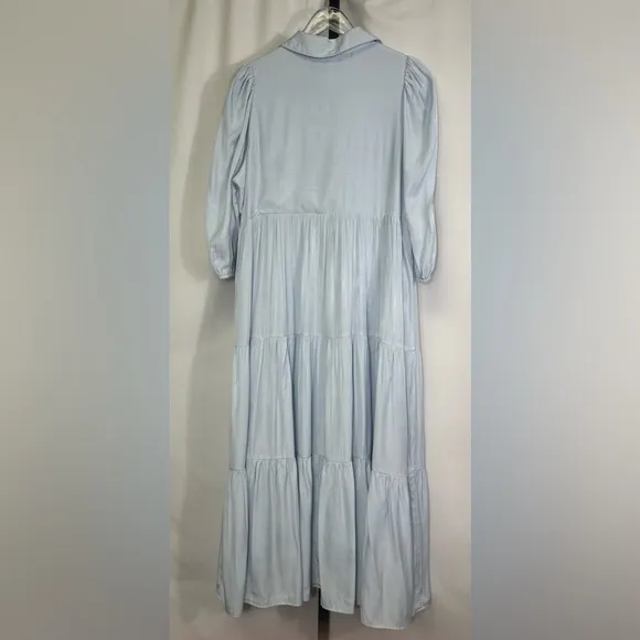 NWOT TCEC Puff Sleeve Midi Dress - Light Blue - Size Large
