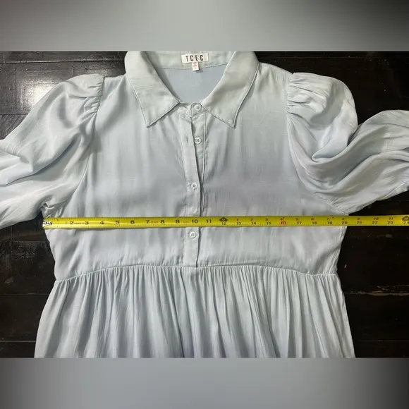 NWOT TCEC Puff Sleeve Midi Dress - Light Blue - Size Large