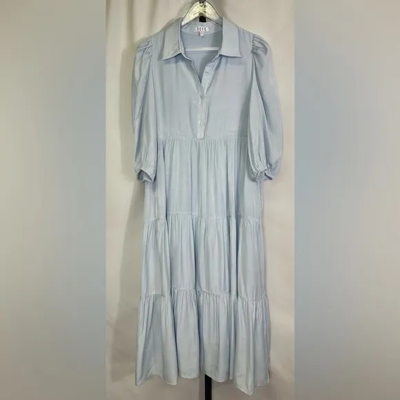 NWOT TCEC Puff Sleeve Midi Dress - Light Blue - Size Large