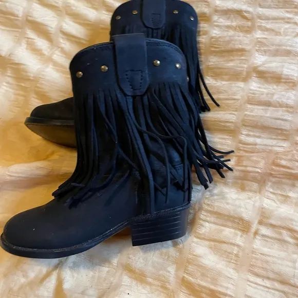 NWOTS FRINGE Leather Infant Toddler Cowboy cowgirl Boots! old west size 4C RARE!
