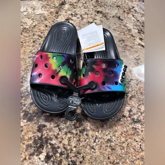 NWT Crocs Little Kids Classic Slide Tie-Dye Unisex Sandals