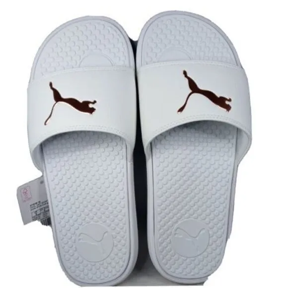 NWT PUMA AUTHENTIC COOL CAT SPORT WOMEN'S WHITE GOLDEN SLIP ON SLIDES SANDALS