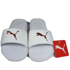 NWT PUMA AUTHENTIC COOL CAT SPORT WOMEN'S WHITE GOLDEN SLIP ON SLIDES SANDALS