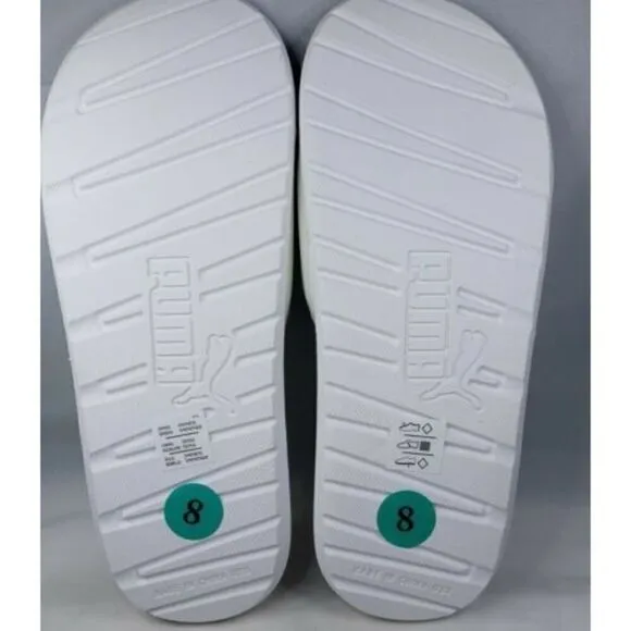 NWT PUMA AUTHENTIC COOL CAT SPORT WOMEN'S WHITE GOLDEN SLIP ON SLIDES SANDALS