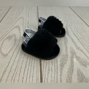 NWT UGG Infant Fluff Yeah Furry Fuzzy Sandals Black