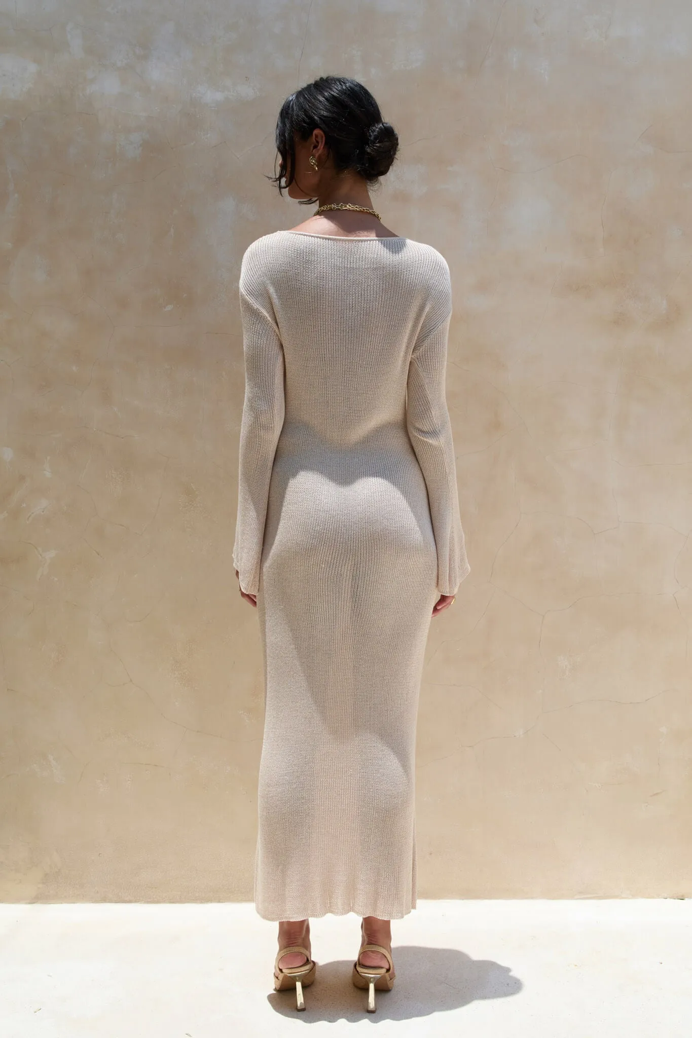 Odin Knit Long Dress Beige