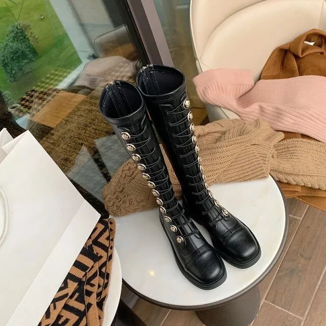 Office Lady Winter Warm Outdoor Fashion Solid Elegant Boots