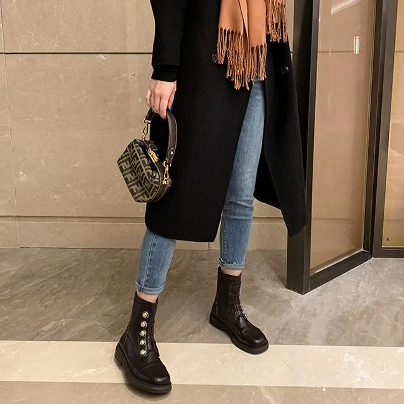 Office Lady Winter Warm Outdoor Fashion Solid Elegant Boots