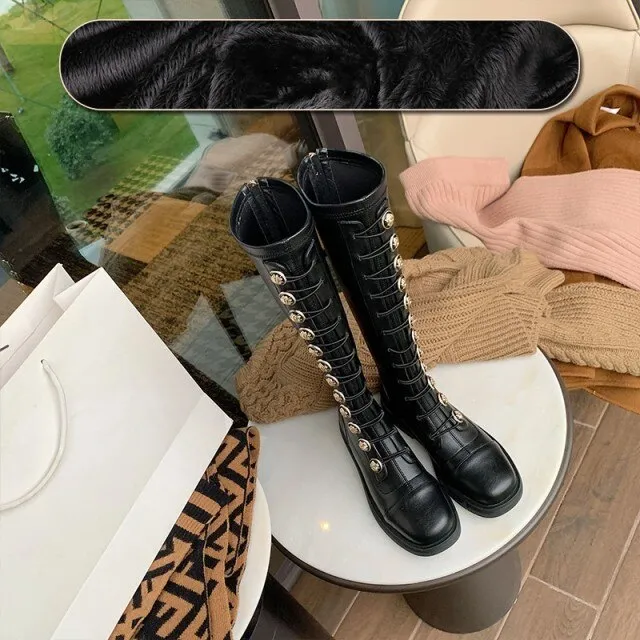 Office Lady Winter Warm Outdoor Fashion Solid Elegant Boots