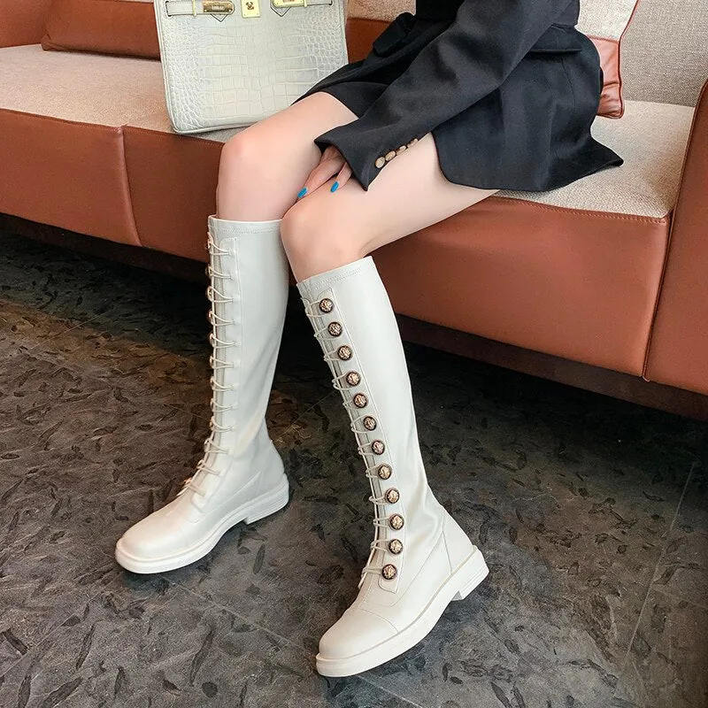 Office Lady Winter Warm Outdoor Fashion Solid Elegant Boots