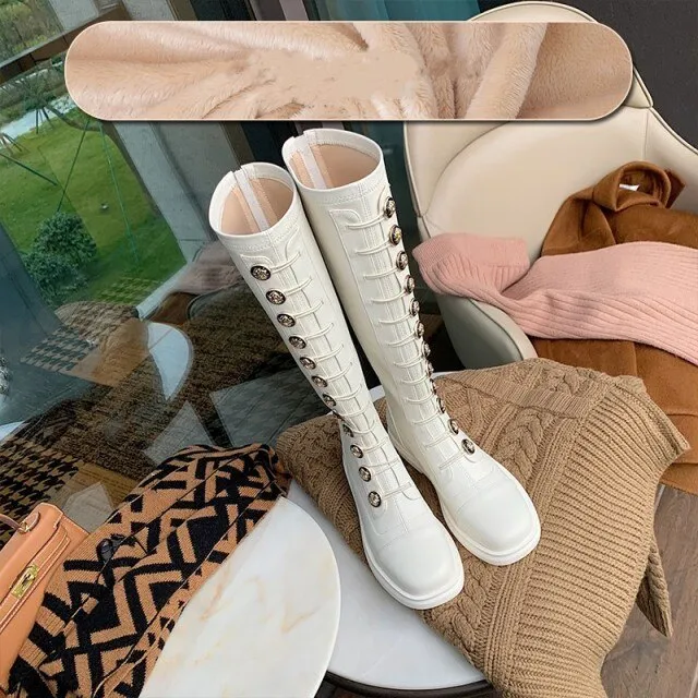 Office Lady Winter Warm Outdoor Fashion Solid Elegant Boots
