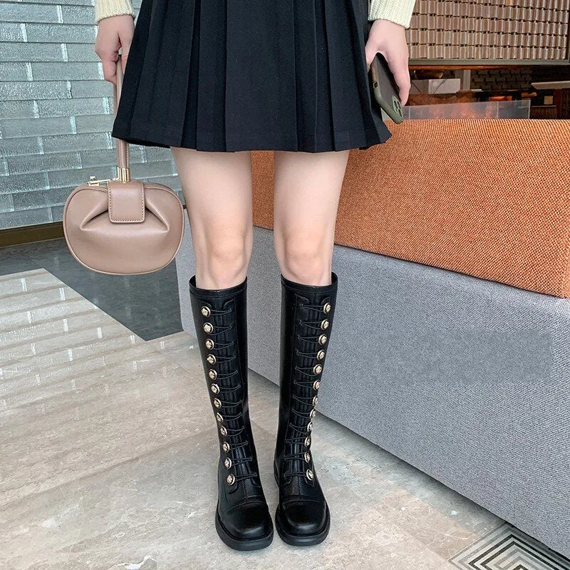 Office Lady Winter Warm Outdoor Fashion Solid Elegant Boots