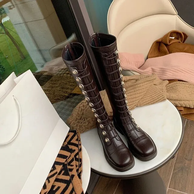 Office Lady Winter Warm Outdoor Fashion Solid Elegant Boots