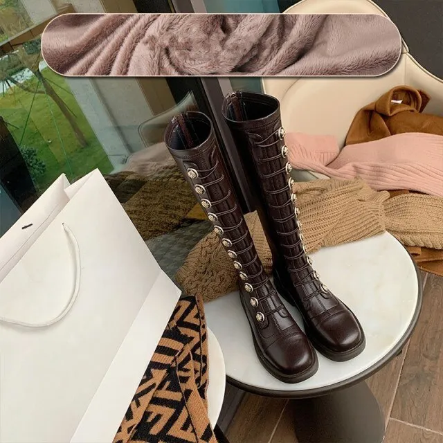 Office Lady Winter Warm Outdoor Fashion Solid Elegant Boots
