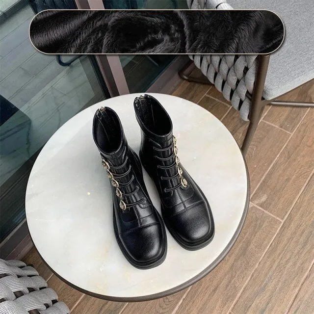 Office Lady Winter Warm Outdoor Fashion Solid Elegant Boots