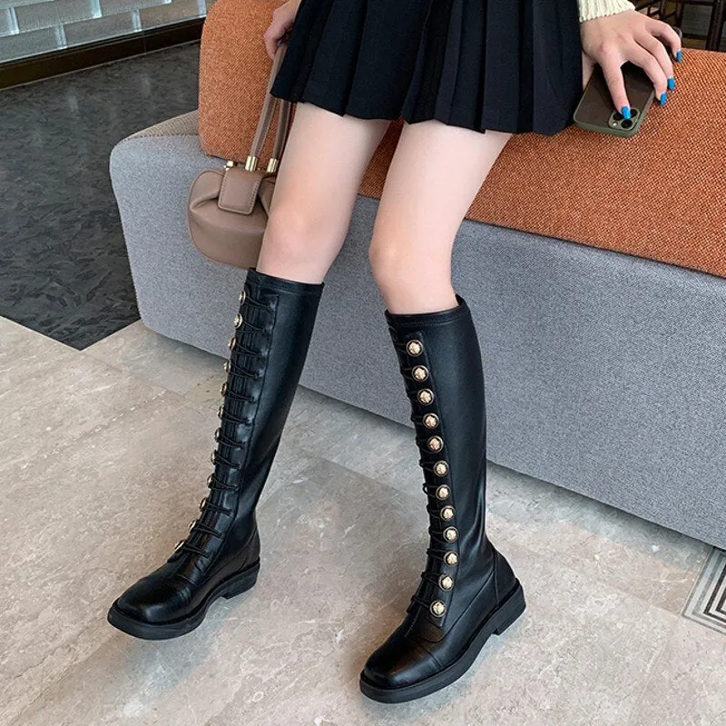 Office Lady Winter Warm Outdoor Fashion Solid Elegant Boots