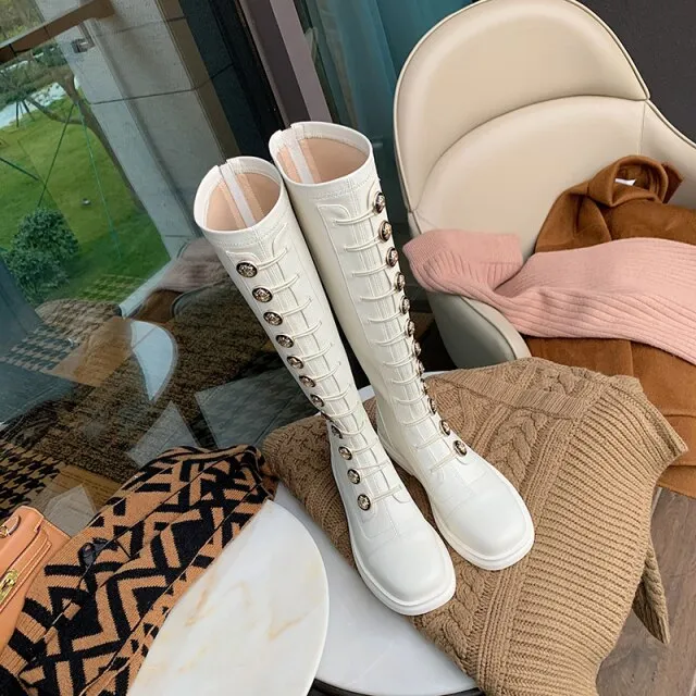 Office Lady Winter Warm Outdoor Fashion Solid Elegant Boots