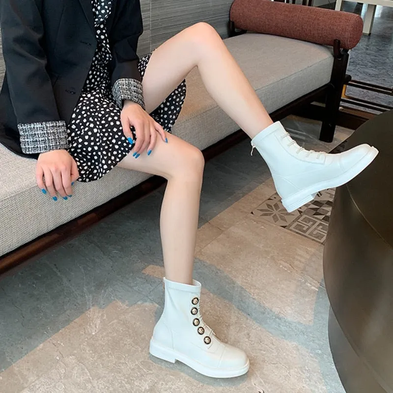 Office Lady Winter Warm Outdoor Fashion Solid Elegant Boots
