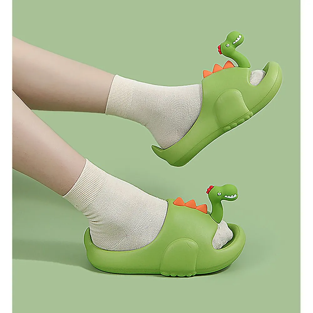 Olive 3d Long Neck Dino Slip on Clogs, Summer/Monsoon all season Footwear for Toddlers & Kids