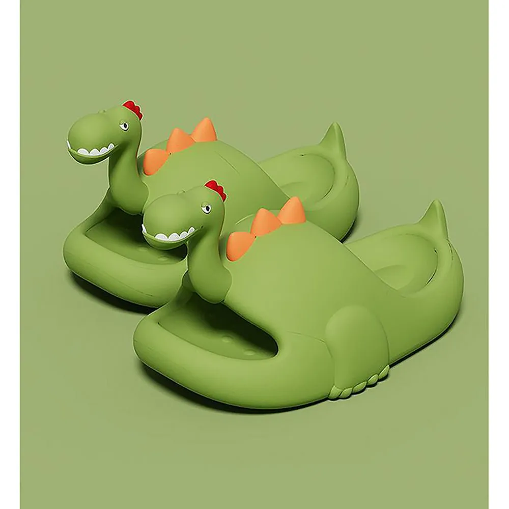 Olive 3d Long Neck Dino Slip on Clogs, Summer/Monsoon all season Footwear for Toddlers & Kids