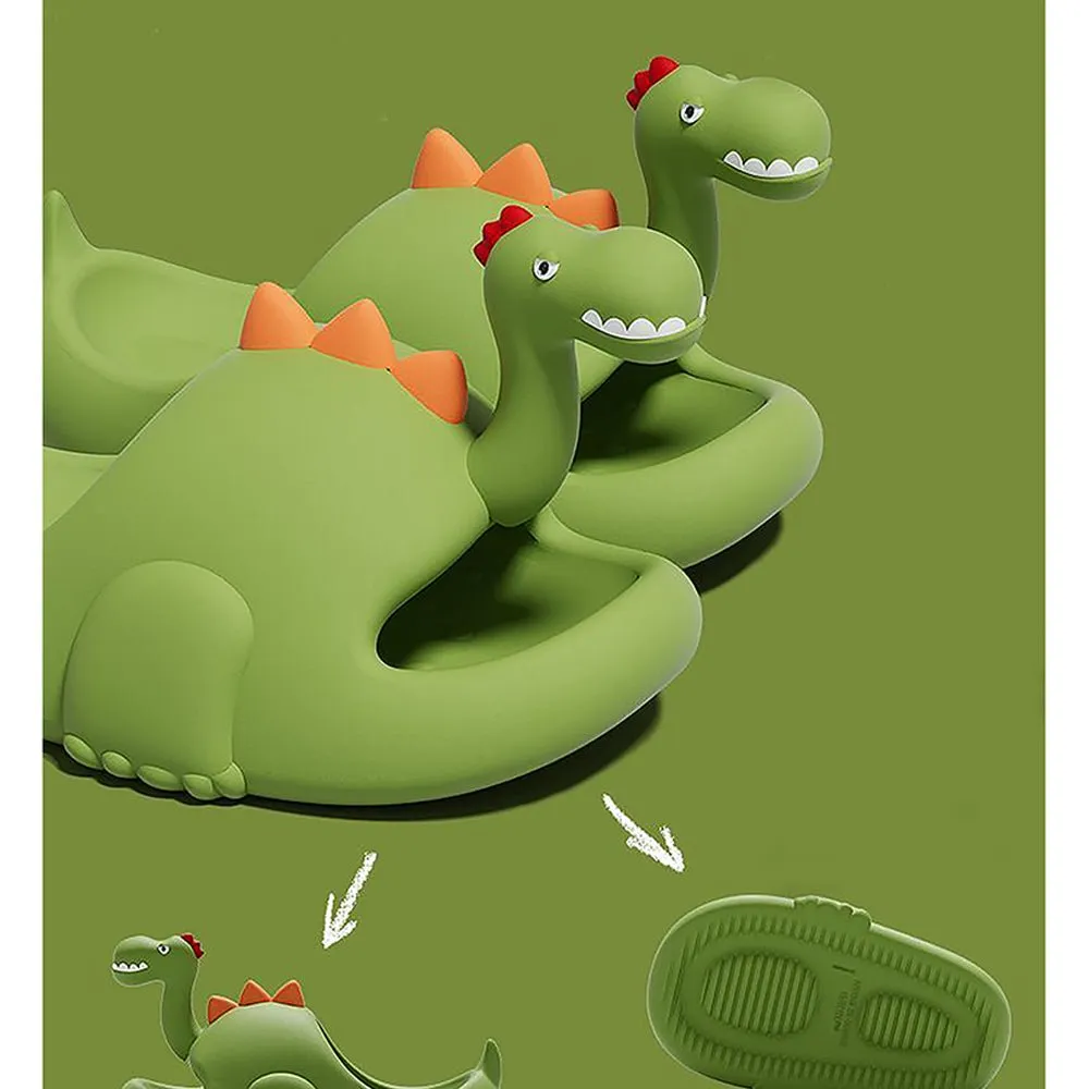 Olive 3d Long Neck Dino Slip on Clogs, Summer/Monsoon all season Footwear for Toddlers & Kids