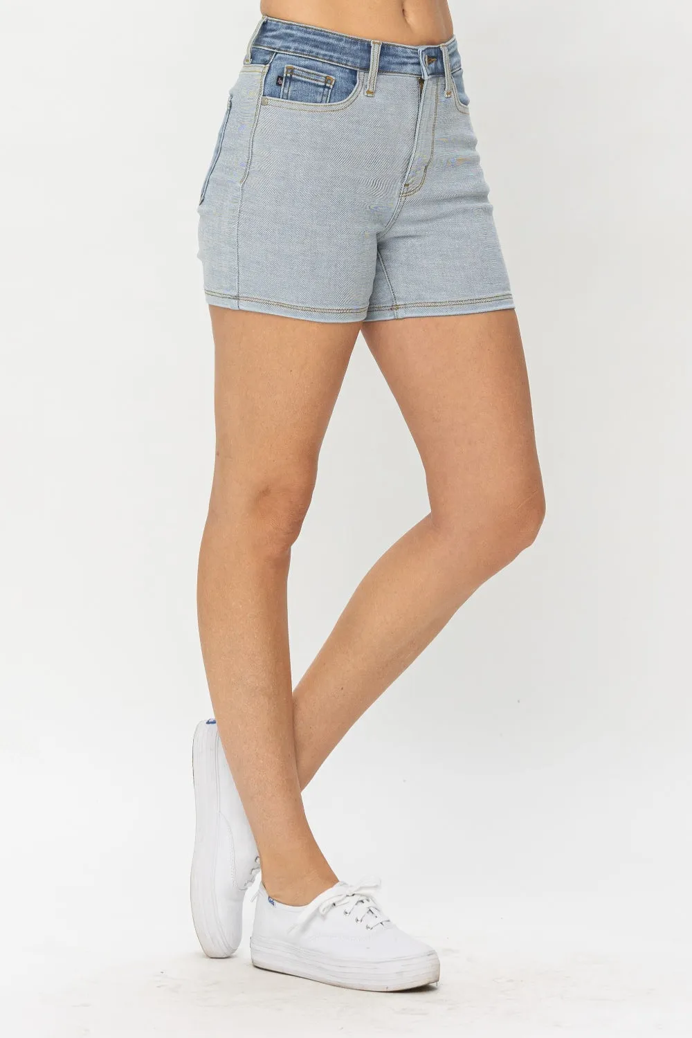 Online Exclusive | Judy Blue Color Block Denim Shorts