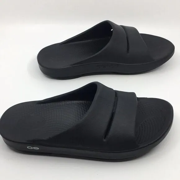 Oofos Ooahh Black Slides Sandals Unisex EU 42 M9 W11 Recovery Therapy slides