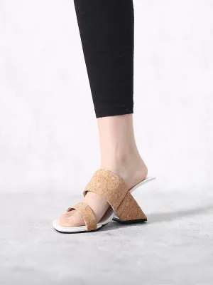 Open-Heel Leather Slide- Sand