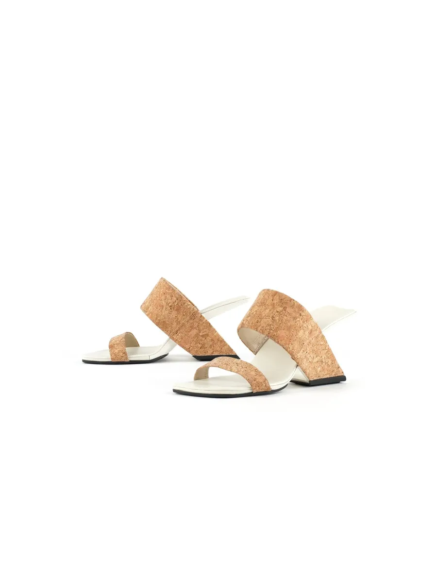Open-Heel Leather Slide- Sand