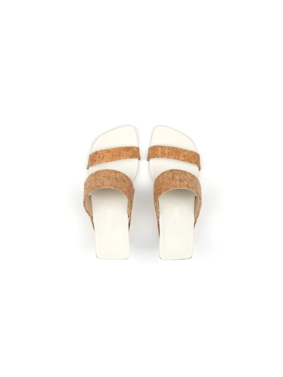 Open-Heel Leather Slide- Sand