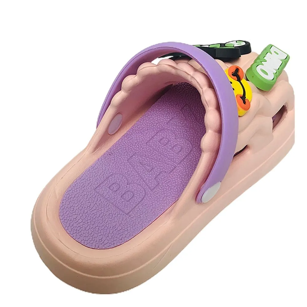 Pink Smilie Dino Slip on Clogs, Summer/Monsoon all season Footwear for Toddlers & Kids