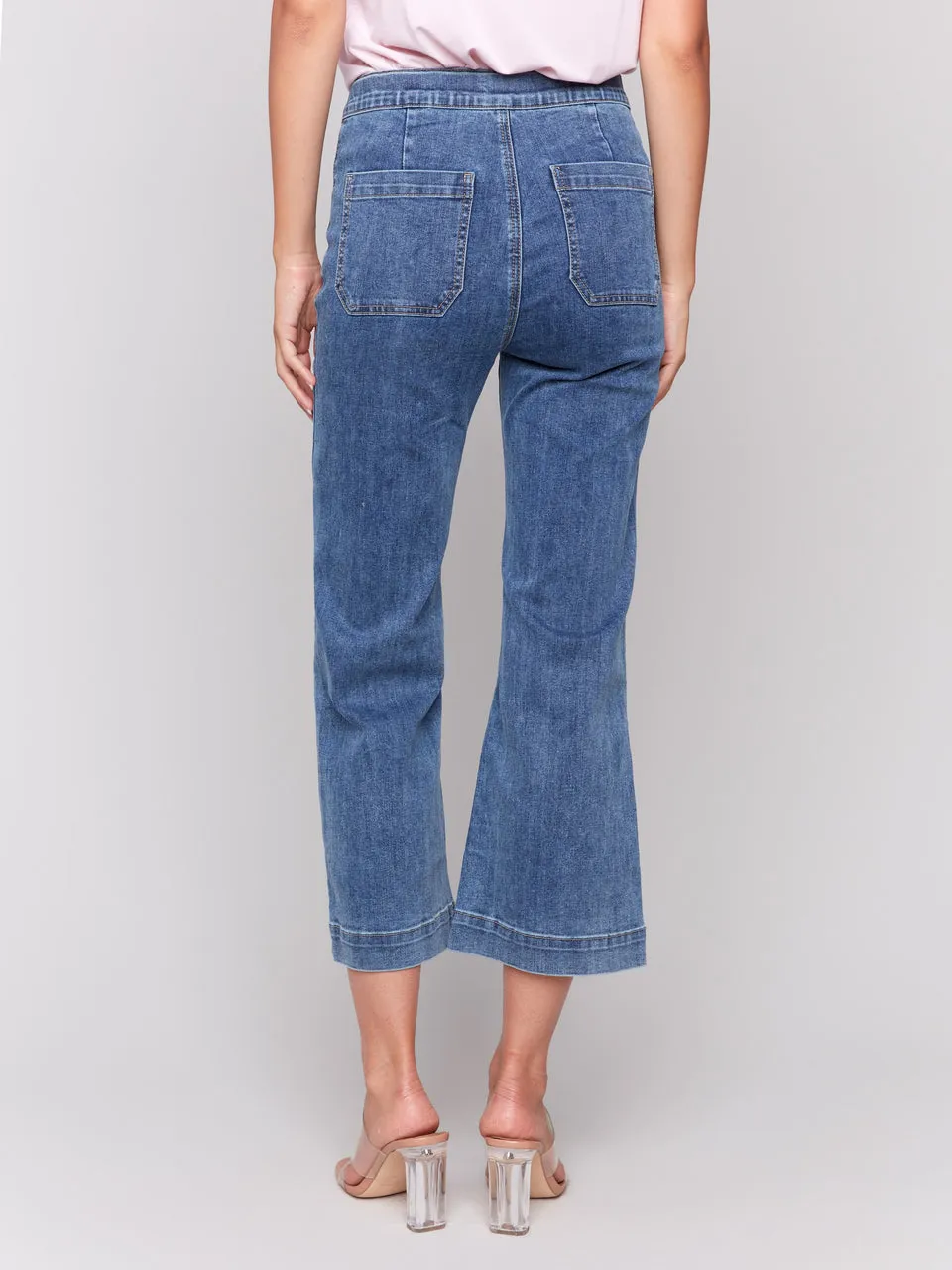 Pull On Flare Pants W/ Front Button
