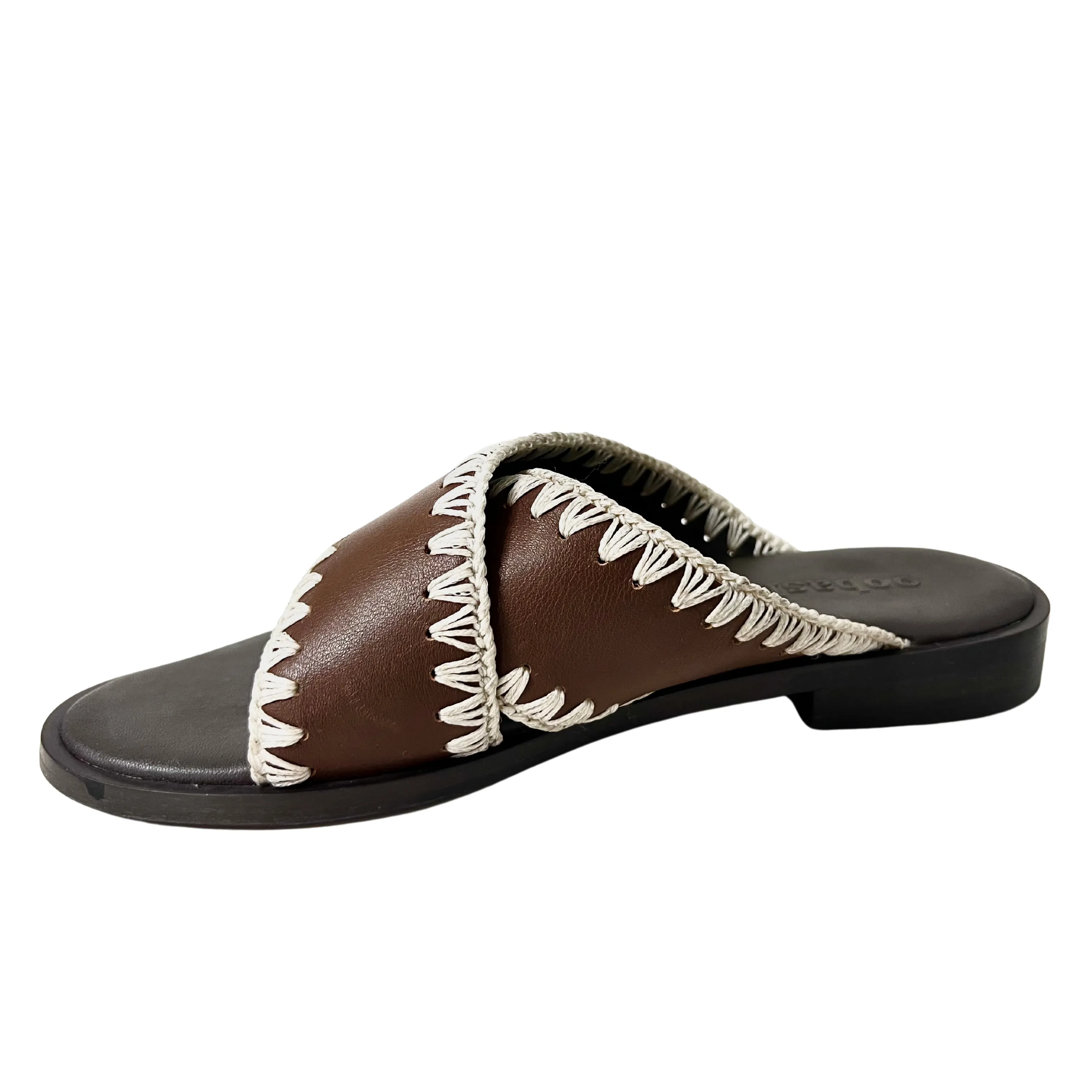 Qianna brown Leather weaved sandal