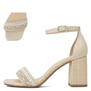"Lola" Raffia Boho Strap Heel