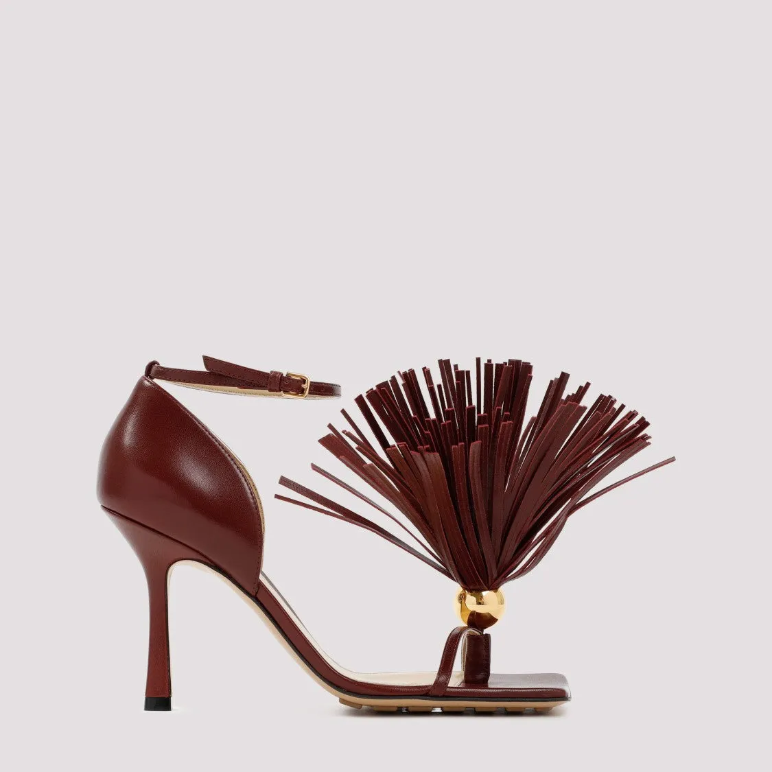 Red Leather Stretch Strap Sandals