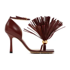 Red Leather Stretch Strap Sandals