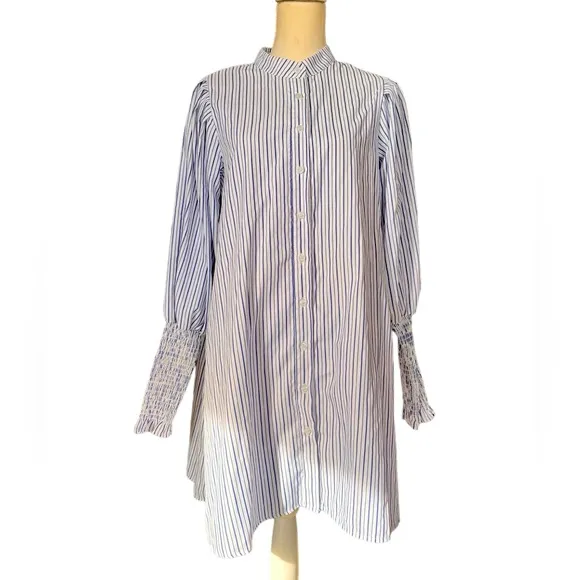 Revolve Los Angeles Blue &amp; White Striped Oversized Shirt Dress NWT