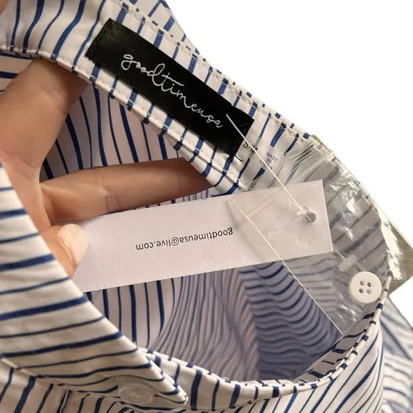 Revolve Los Angeles Blue &amp; White Striped Oversized Shirt Dress NWT