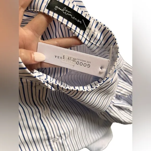 Revolve Los Angeles Blue &amp; White Striped Oversized Shirt Dress NWT