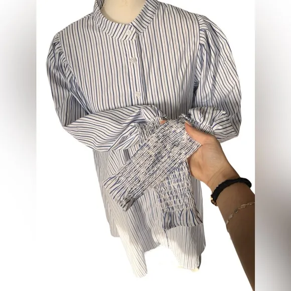 Revolve Los Angeles Blue &amp; White Striped Oversized Shirt Dress NWT