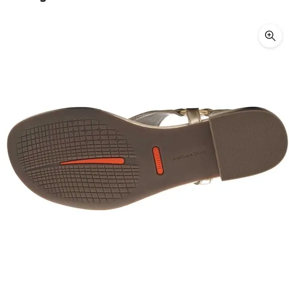 Rockport | Total Motion Zosia Thong Sandals In Gold Leather Size 7 NEW