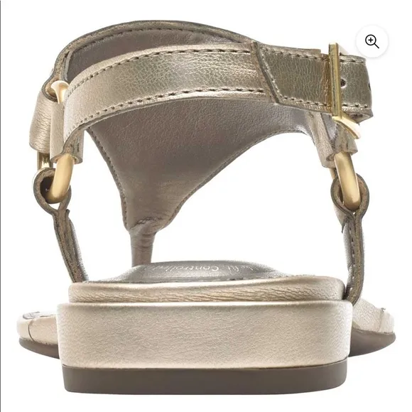 Rockport | Total Motion Zosia Thong Sandals In Gold Leather Size 7 NEW