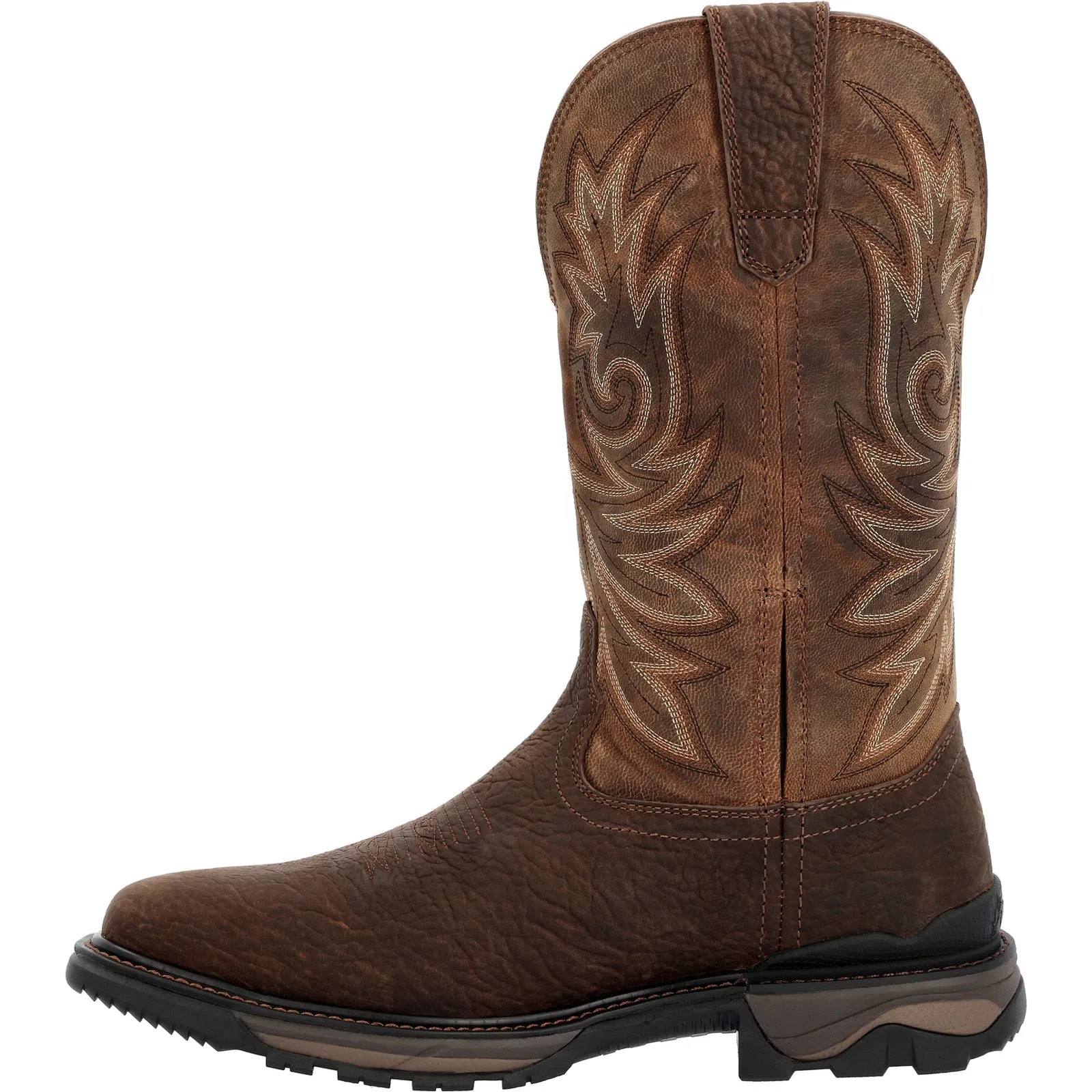 Rocky Carbon 6 Pull On RKW0375 Mens Brown Wide Leather Cowboy Western Boots