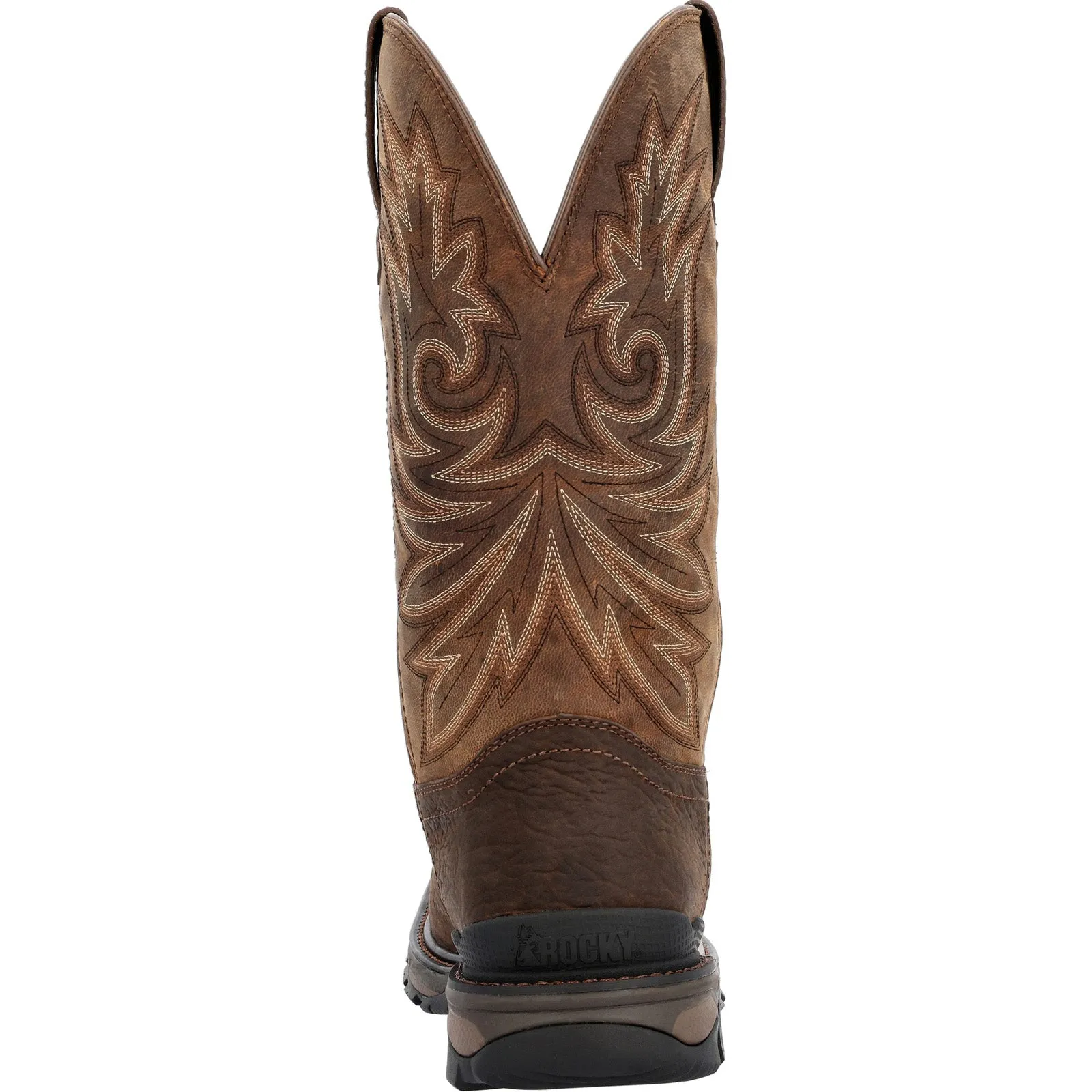 Rocky Carbon 6 Pull On RKW0375 Mens Brown Wide Leather Cowboy Western Boots
