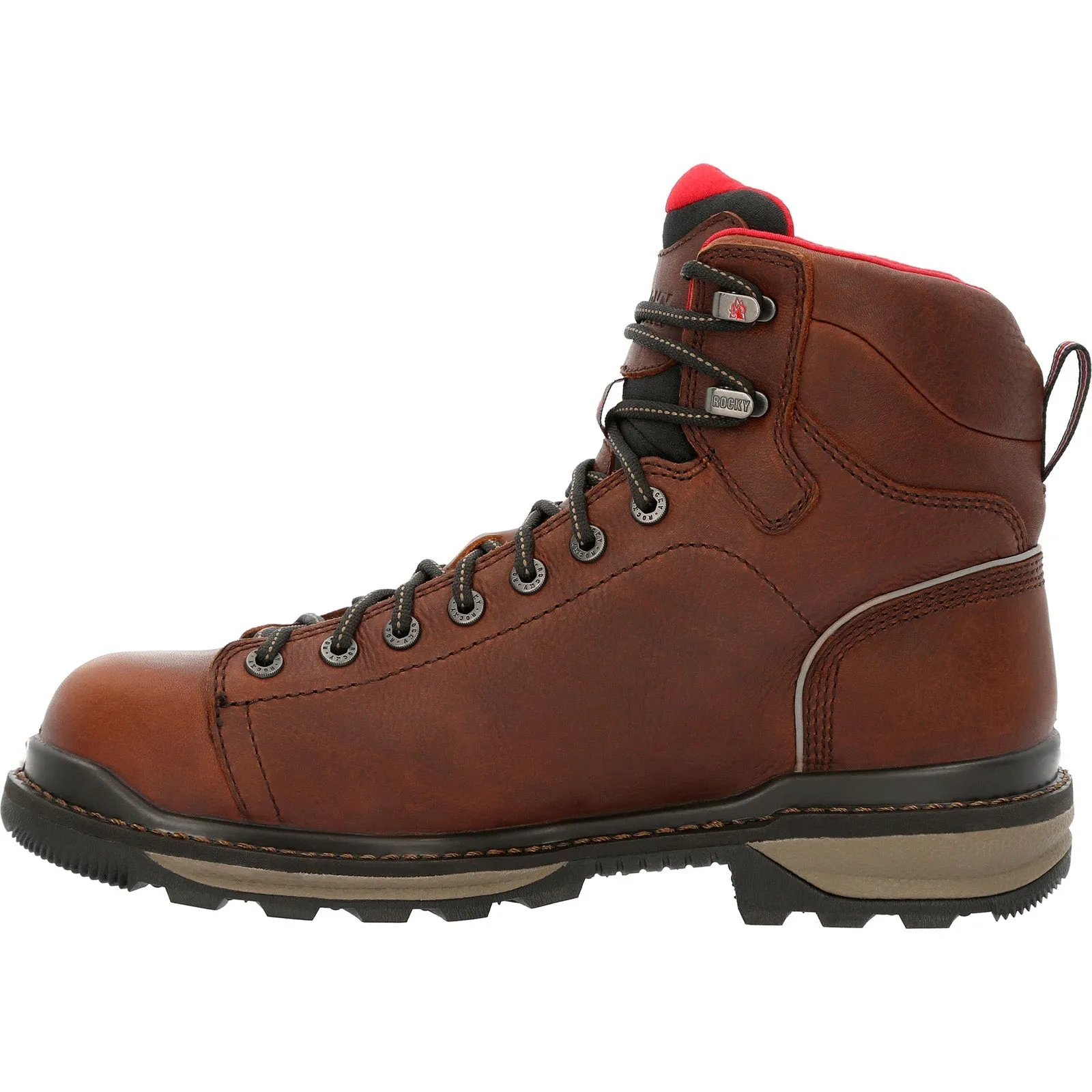 Rocky Rams Horn Lace To Toe Composite Waterproof Mens Brown Wide Boots