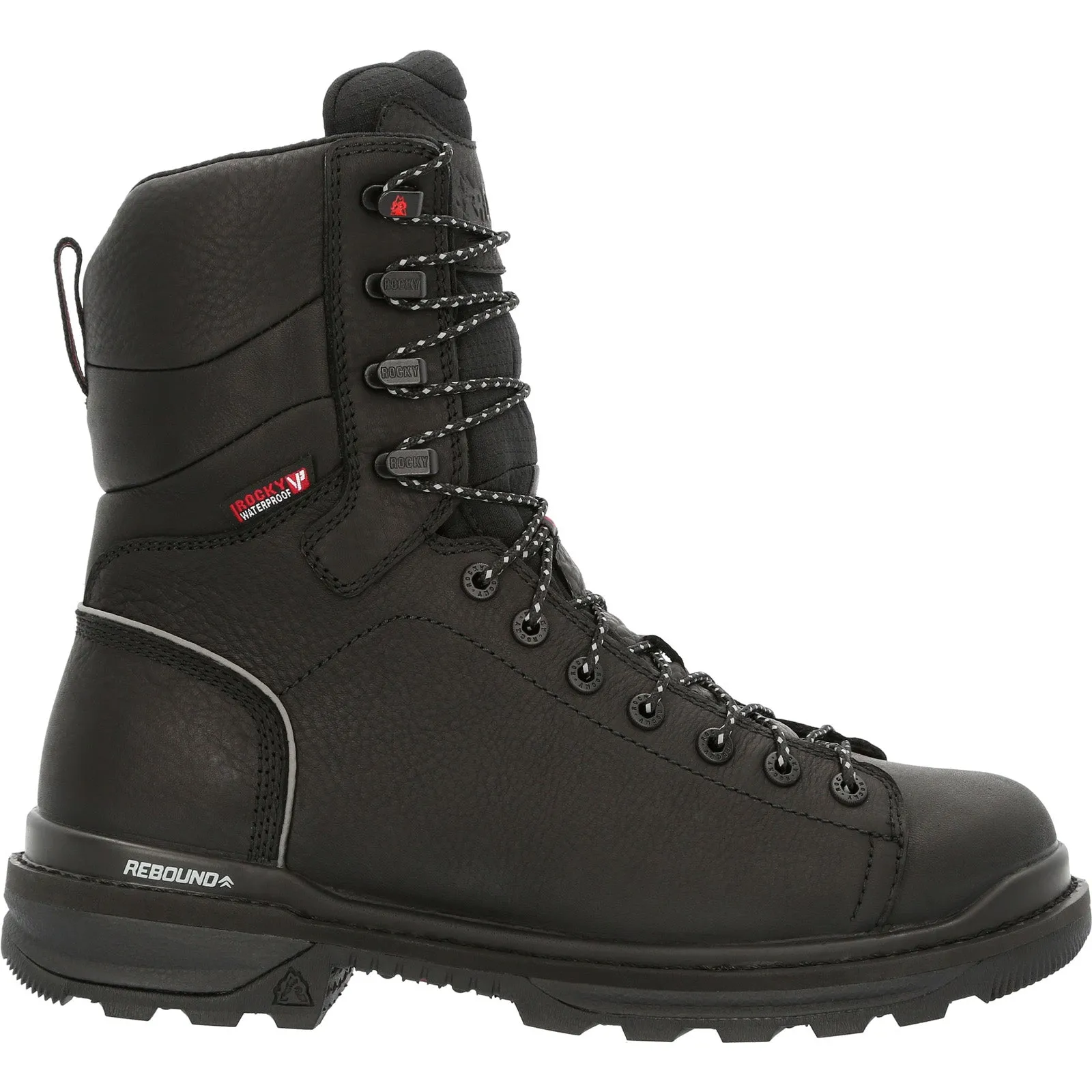 Rocky Rams Horn Lace To Toe Waterproof Mens Black Wide Work & Safety Boots
