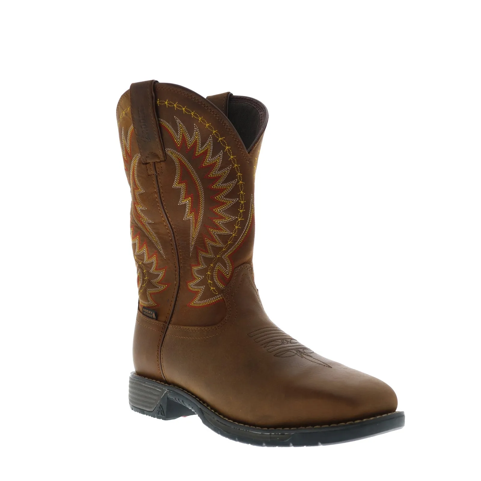 Rocky Rugged Trail Steel Toe Waterproof Mens Brown Wide Cowboy Western Boots